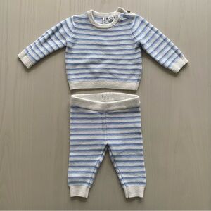 Janie and Jack Striped Blue and White Baby Sweater Set